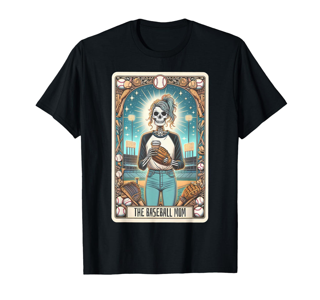 Baseball Mom Skeleton Tarot Card T-Shirt - Aesthetic Graphic Unisex - T-Shirt, Sweatshirt, Hoodie