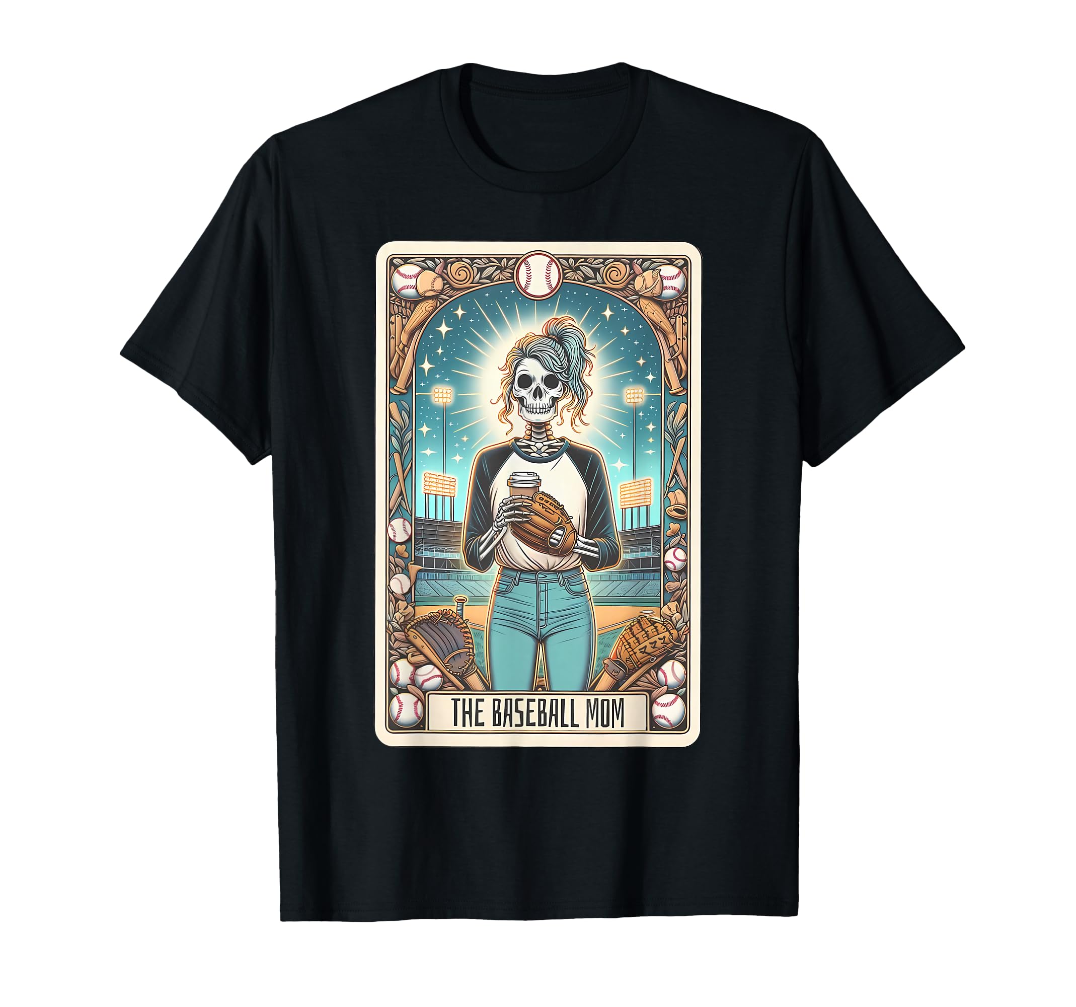 Baseball Mom Skeleton Tarot Card T-Shirt - Aesthetic Graphic Unisex - T-Shirt, Sweatshirt, Hoodie