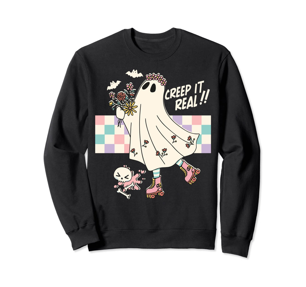 Roller Skate Spooky Creep It Real Sweatshirt - Minimalist Print Men Women - T-Shirt, Sweatshirt, Hoodie