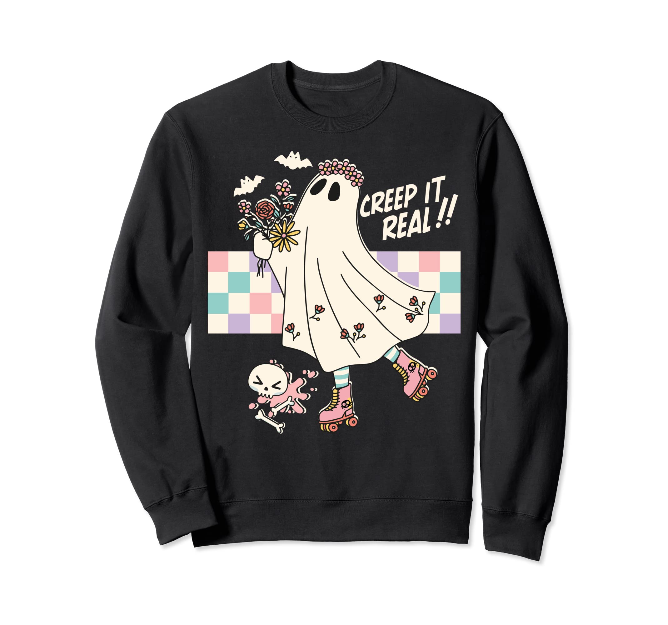 Roller Skate Spooky Creep It Real Sweatshirt - Minimalist Print Men Women - T-Shirt, Sweatshirt, Hoodie
