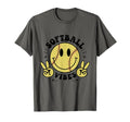 Smile Face Softball Vibes Game T-Shirt - Casual Everyday Wear Men Women - T-Shirt, Sweatshirt, Hoodie