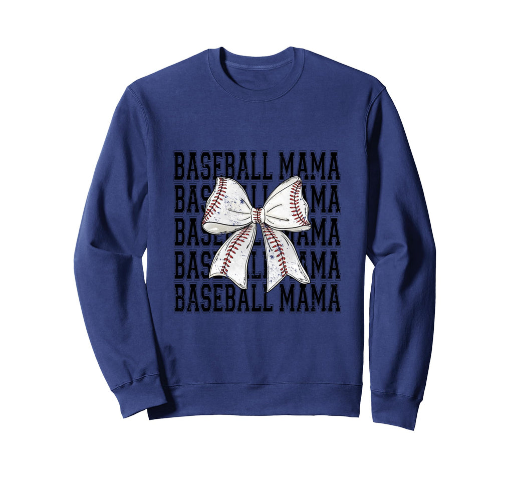 Baseball Mama Coquette Bow Sweatshirt - Casual Everyday Wear for Adults - T-Shirt, Sweatshirt, Hoodie