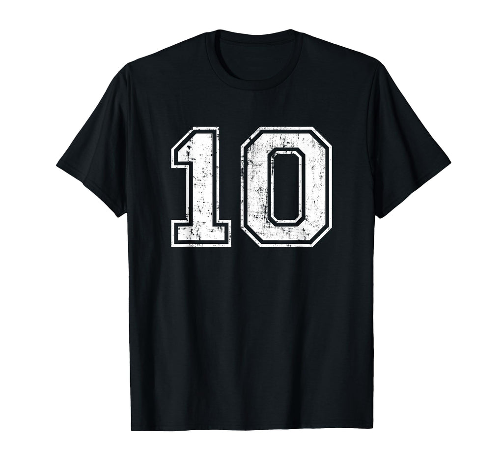 Number 10 Distressed Ten Sports T-Shirt - Trendy Graphic for Adults - T-Shirt, Sweatshirt, Hoodie