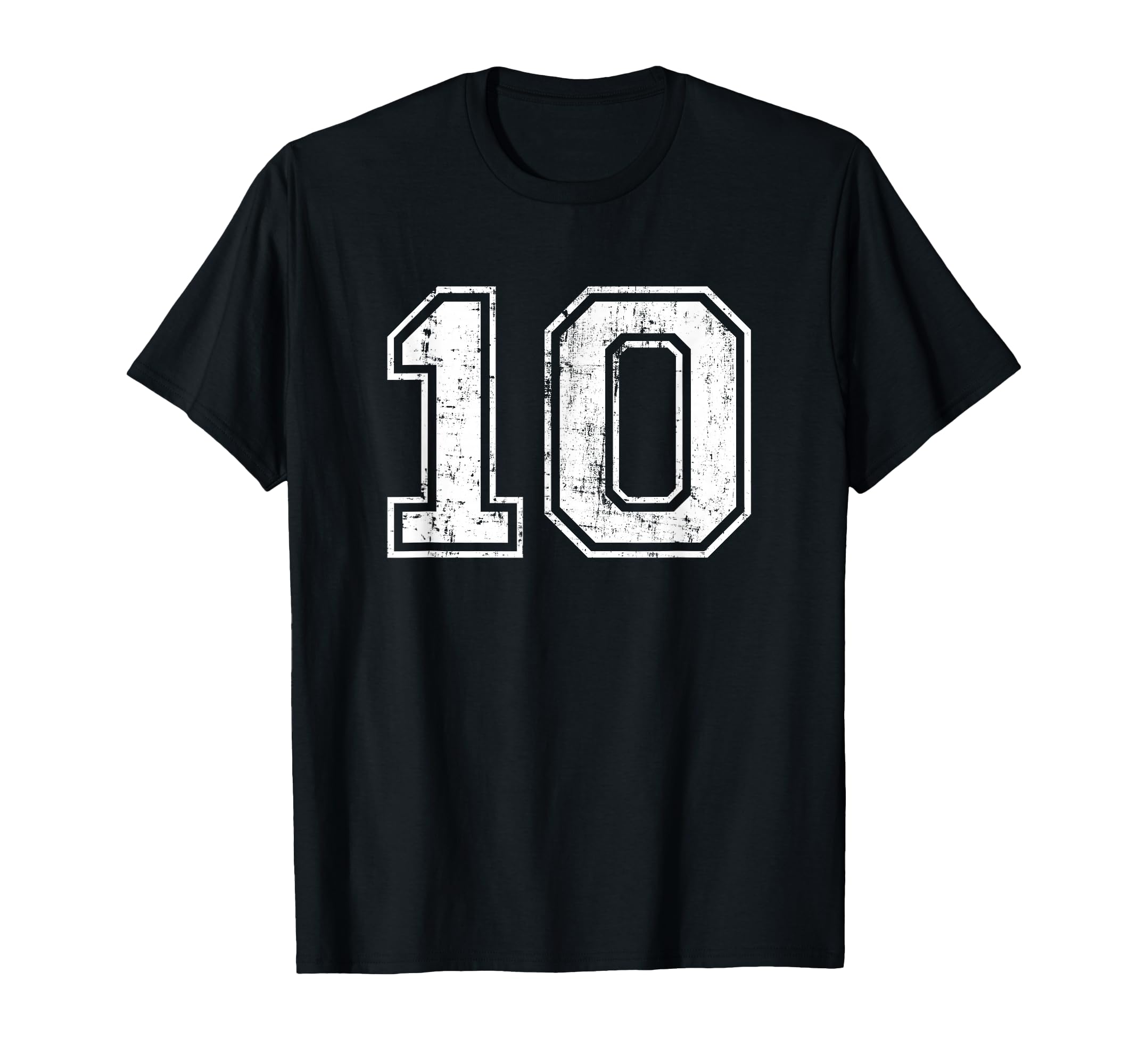 Number 10 Distressed Ten Sports T-Shirt - Trendy Graphic for Adults - T-Shirt, Sweatshirt, Hoodie