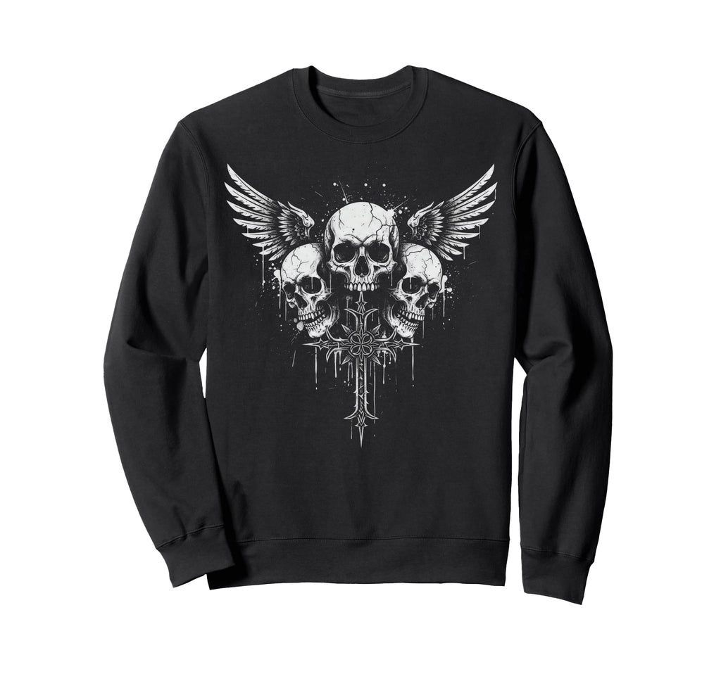Skull Cross Y2K Grunge Aesthetic Alt Sweatshirt - Unique Graphic Men Women - T-Shirt, Sweatshirt, Hoodie