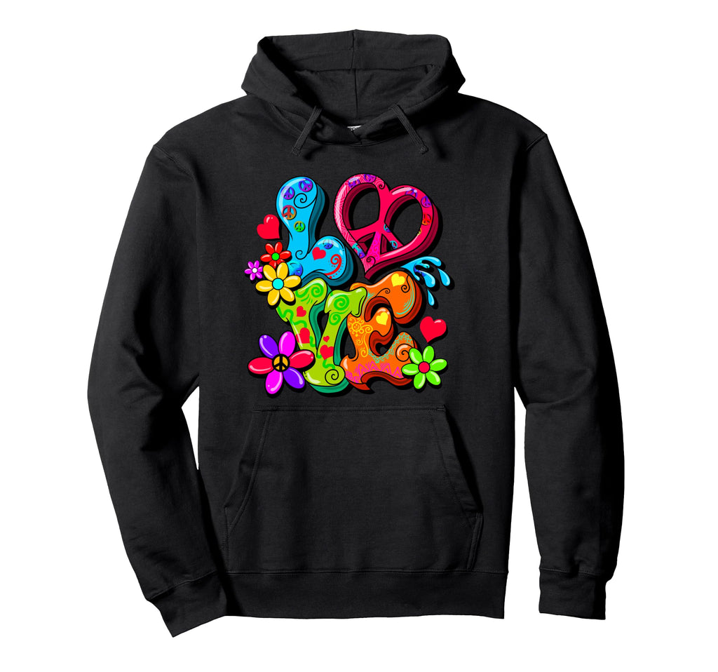 60S 70S Flower Power Hippy Groovy Love Hoodie - Unique Graphic Unisex - T-Shirt, Sweatshirt, Hoodie