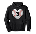 Baseball Number 3 Distressed Heart Baseball Hoodie - Unique Graphic Unisex - T-Shirt, Sweatshirt, Hoodie