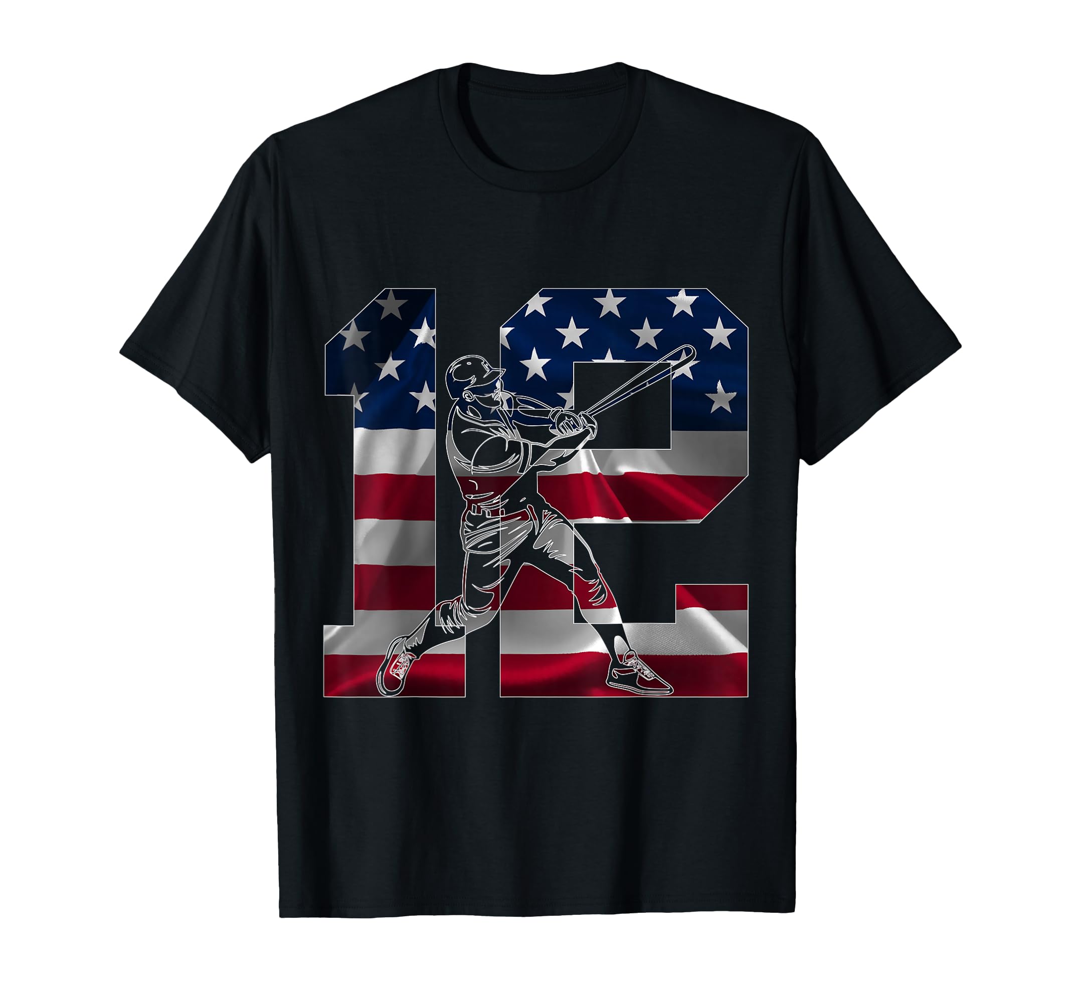 Number 12 Years Baseball 12Th Birthday T-Shirt - Graphic Print Men Women - T-Shirt, Sweatshirt, Hoodie
