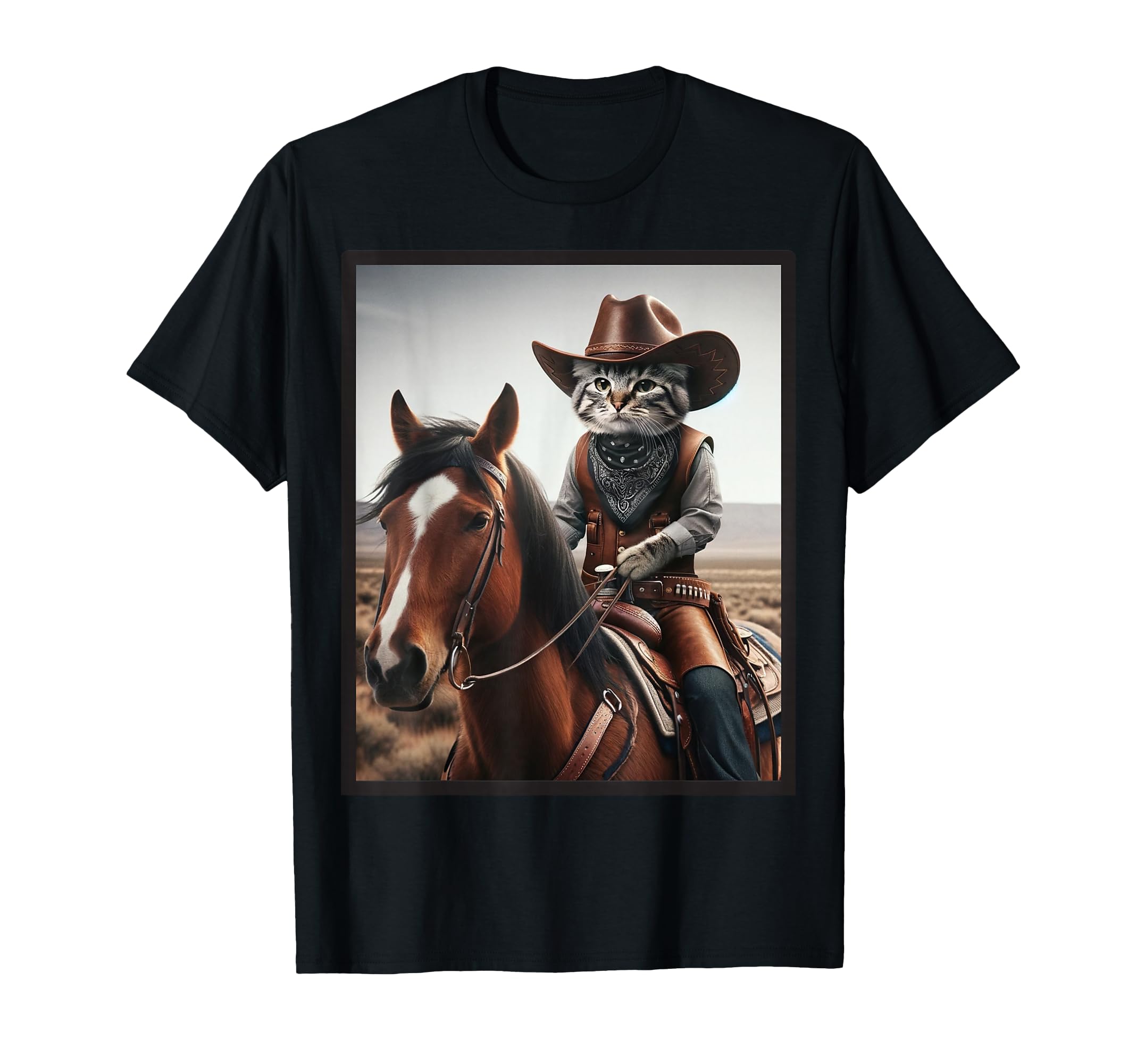 Cat Cowboy Funny Cats Kitten Riding T-Shirt - Fun Novelty Design Unisex - T-Shirt, Sweatshirt, Hoodie