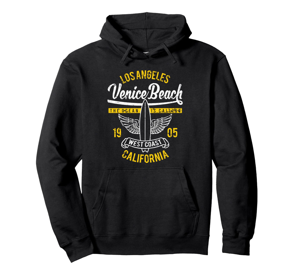 Venice Beach California Surf Distressed Hoodie - Graphic Print Unisex - T-Shirt, Sweatshirt, Hoodie
