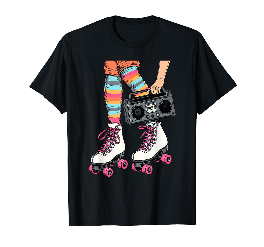Rollerskates Boombox 80S 90S T-Shirt - Casual Everyday Wear for Adults - T-Shirt, Sweatshirt, Hoodie