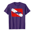 Shark Dive Flag Distressed Divers T-Shirt - Trendy Graphic Unisex - T-Shirt, Sweatshirt, Hoodie