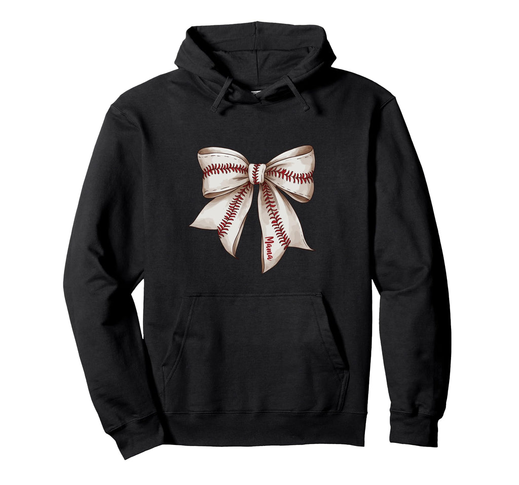 Baseball Mama Bow Mom Hoodie - Minimalist Print Men Women - T-Shirt, Sweatshirt, Hoodie