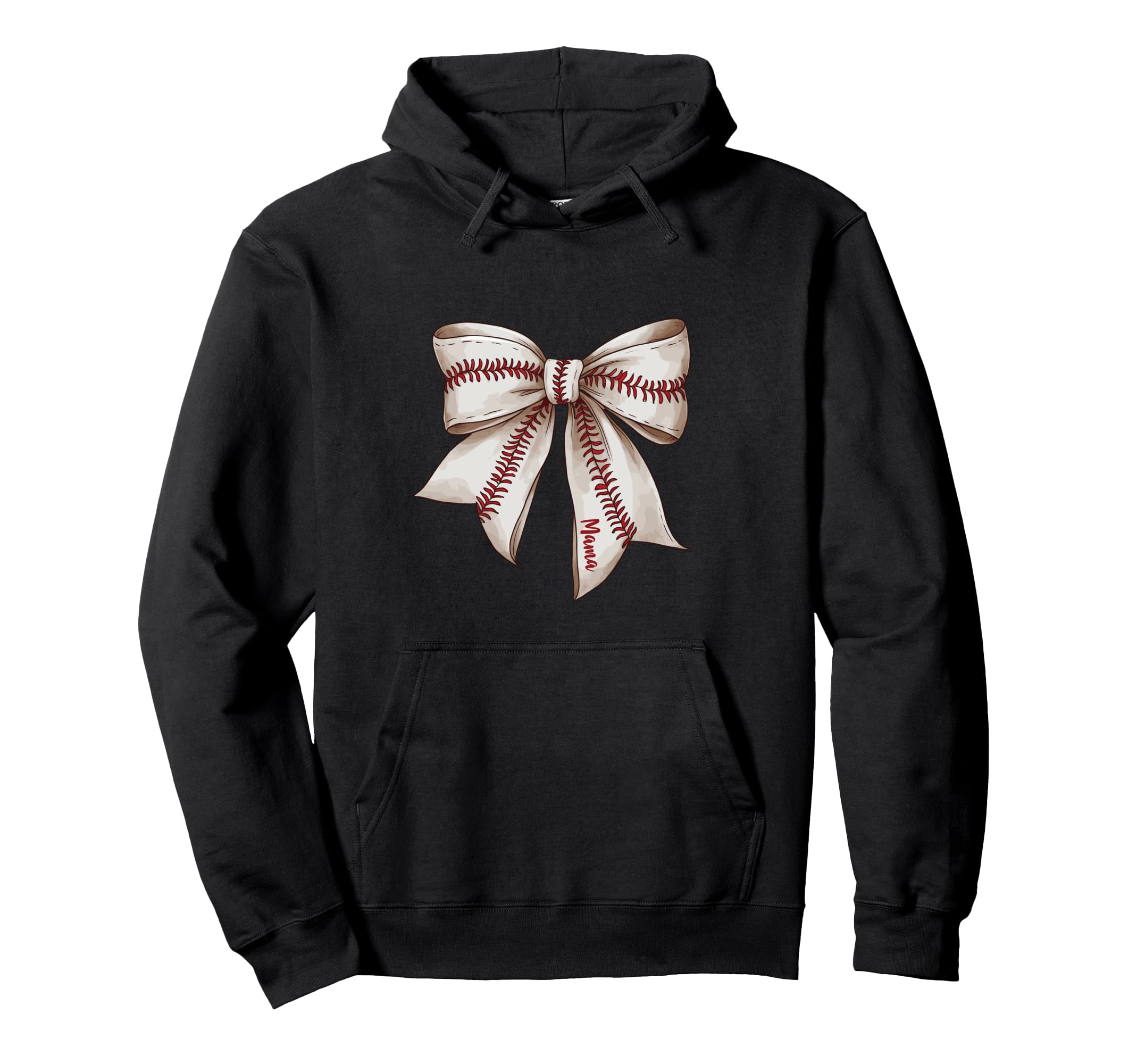 Baseball Mama Bow Mom Hoodie - Minimalist Print Men Women - T-Shirt, Sweatshirt, Hoodie