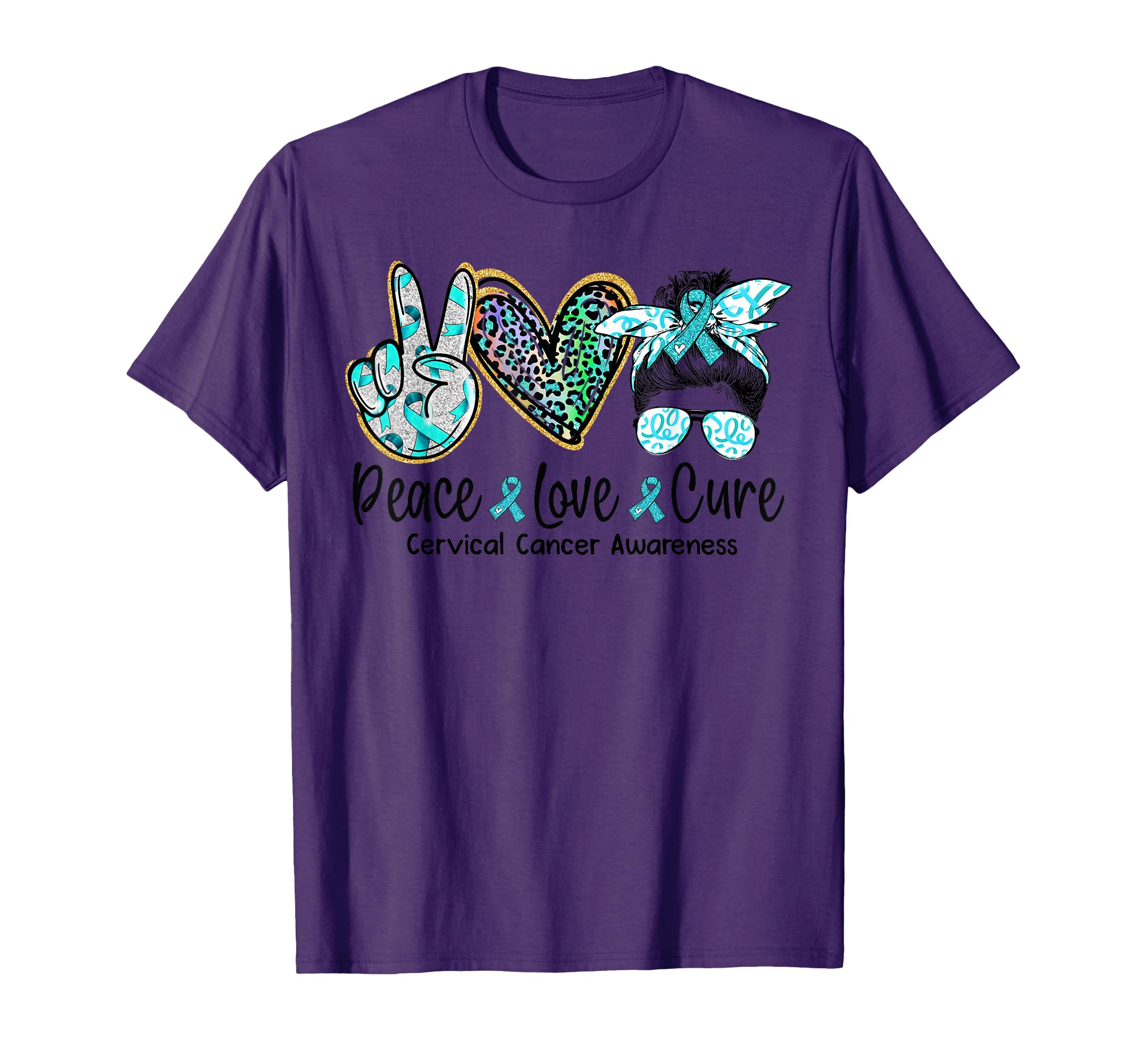 Peace Love Cure Messy Bun T-Shirt - Casual Everyday Wear Men Women - T-Shirt, Sweatshirt, Hoodie