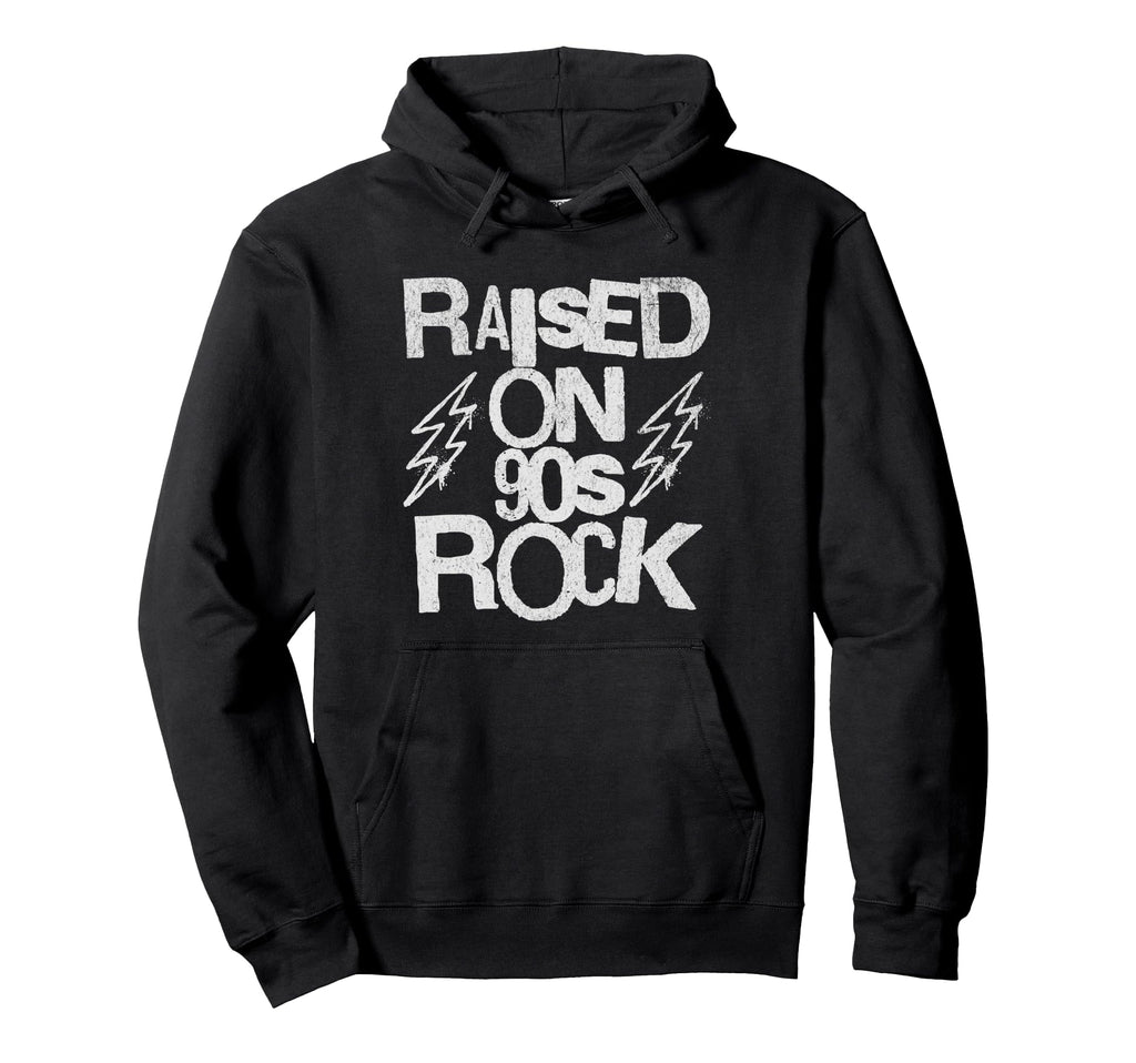 Raised 90S Rock Grunge Stencil Diy Hoodie - Fun Novelty Design for Adults - T-Shirt, Sweatshirt, Hoodie