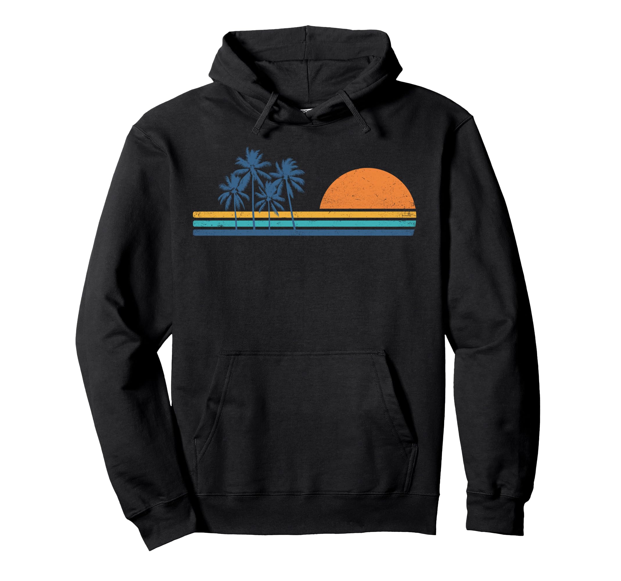 70S Sunset Palm Trees Tropical Beach Hoodie - Minimalist Print Men Women - T-Shirt, Sweatshirt, Hoodie