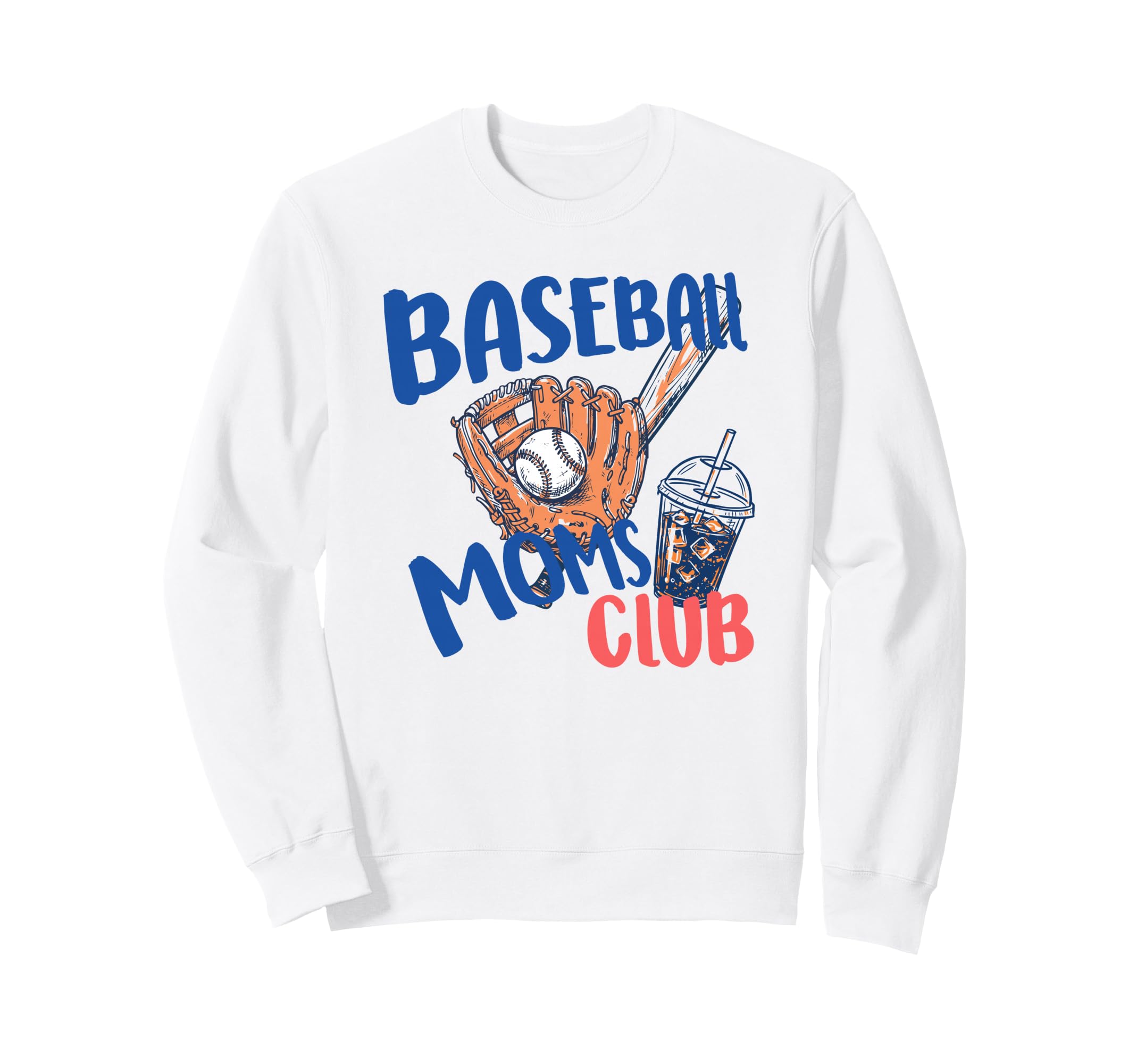 Iced Coffee Baseball Moms Club Sweatshirt - Minimalist Print for Adults - T-Shirt, Sweatshirt, Hoodie