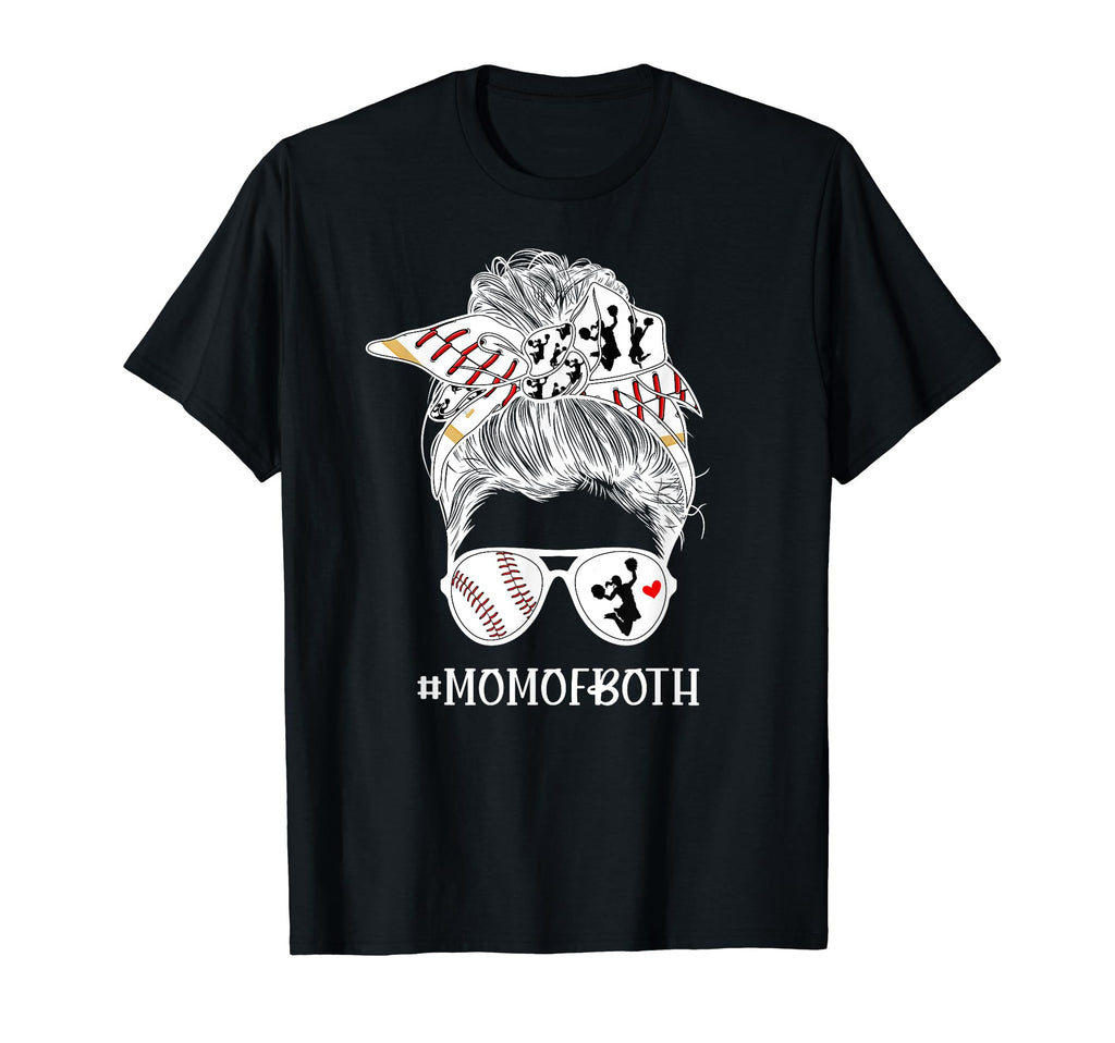 Mom Both Messy Bun Cheerleader T-Shirt - Novelty Apparel for Adults - T-Shirt, Sweatshirt, Hoodie