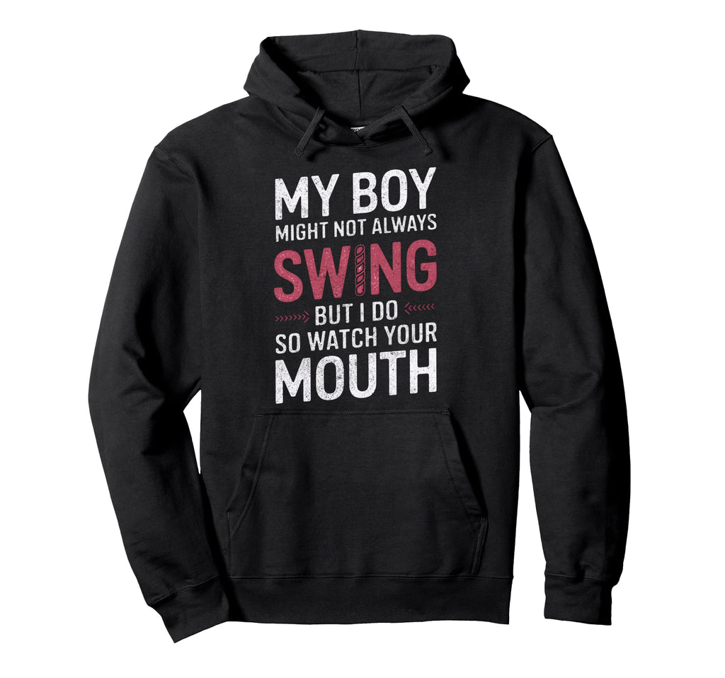 My Might Not Always Swing Baseball Mom Hoodie - Minimalist Print Men Women - T-Shirt, Sweatshirt, Hoodie
