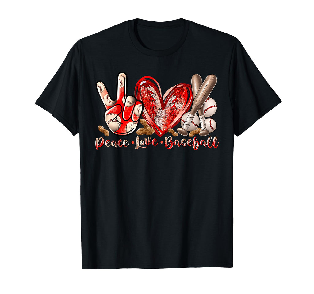 Peace Love Baseball Art Baseball T-Shirt - Casual Everyday Wear Unisex - T-Shirt, Sweatshirt, Hoodie