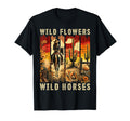 Wild Flowers Wild Horses Sunset Cowgirl T-Shirt - Minimalist Print Unisex - T-Shirt, Sweatshirt, Hoodie