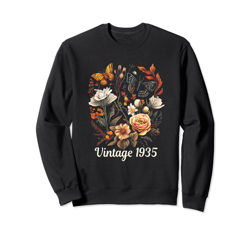 1935 Boho Rose Floral Flower Butterfly Sweatshirt - Trendy Graphic Unisex - T-Shirt, Sweatshirt, Hoodie