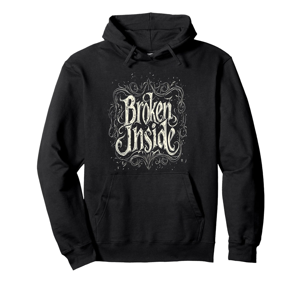 Broken Inside Y2K Emo Aesthetic Gothic Hoodie - Trendy Graphic for Adults - T-Shirt, Sweatshirt, Hoodie