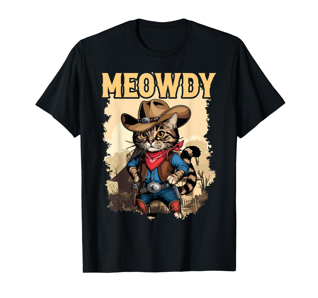 Meowdy Funny Country Side Cat Hat T-Shirt - Aesthetic Graphic Unisex - T-Shirt, Sweatshirt, Hoodie