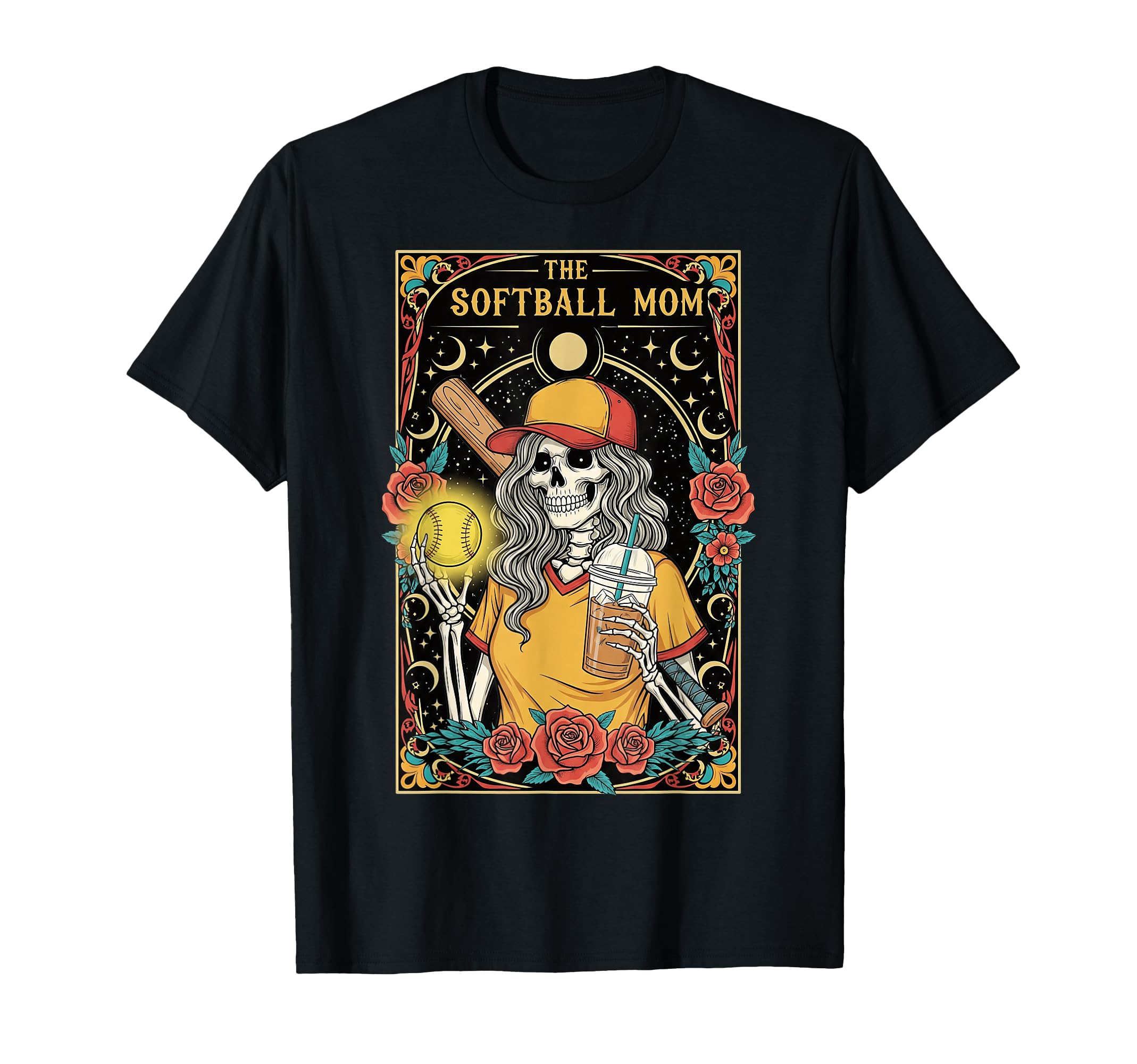 Softball Mom Tarot Card Skeleton Funny T-Shirt - Trendy Graphic for Adults - T-Shirt, Sweatshirt, Hoodie