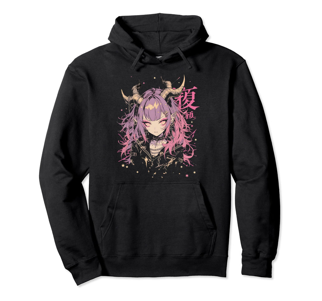 Goth Grunge Demon Anime Waifu Horror Alt Hoodie - Trendy Graphic Men Women - T-Shirt, Sweatshirt, Hoodie