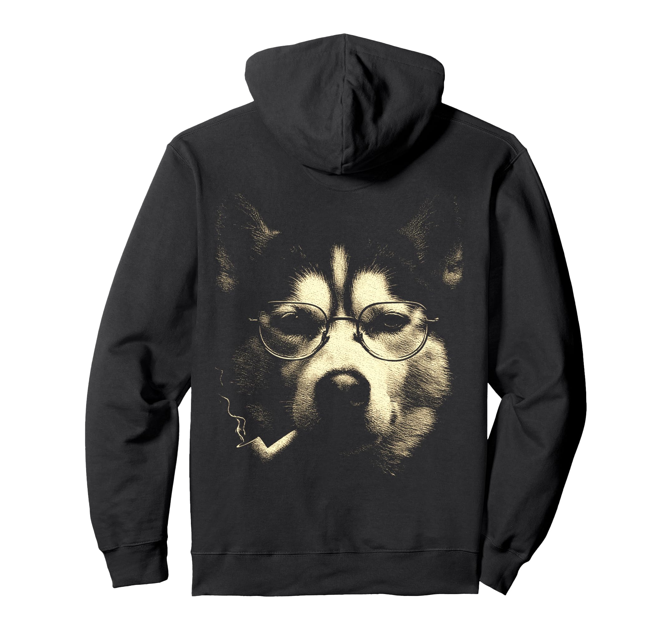 Siberian Husky Glasses Smoking Pipe Hoodie - Aesthetic Graphic Unisex - T-Shirt, Sweatshirt, Hoodie