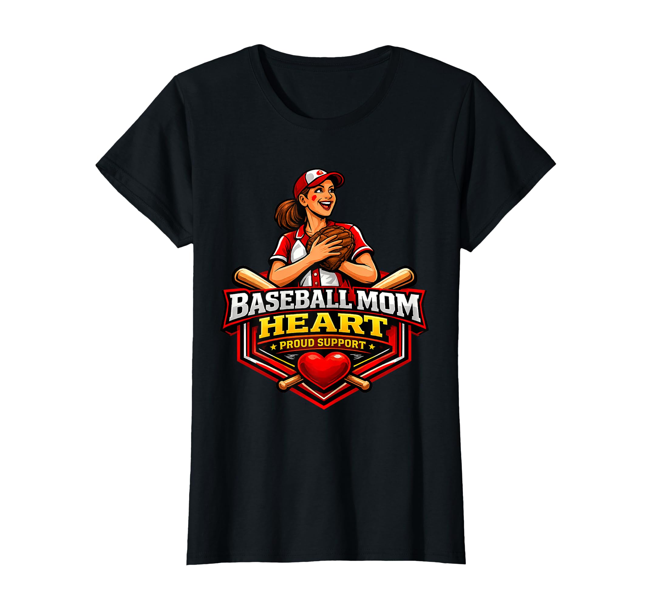 Baseball Mom Heart Proud Game Day T-Shirt - Minimalist Print for Adults - T-Shirt, Sweatshirt, Hoodie