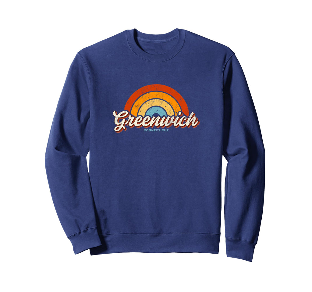 Greenwich Connecticut Ct Rainbow 70S Sweatshirt - Minimalist Print Unisex - T-Shirt, Sweatshirt, Hoodie