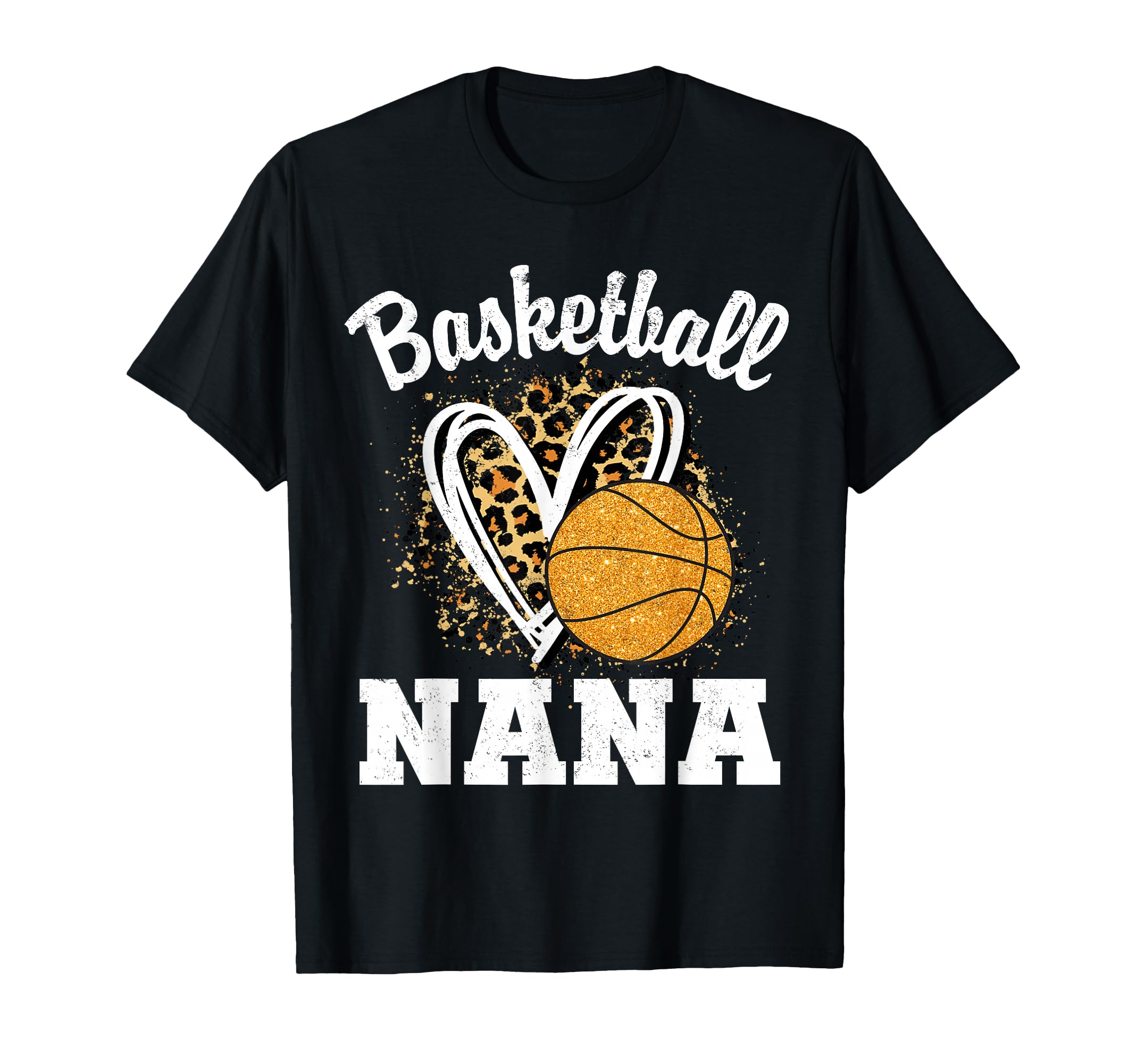 Basketball Nana Leopard Heart Matching T-Shirt - Custom Art Print Unisex - T-Shirt, Sweatshirt, Hoodie