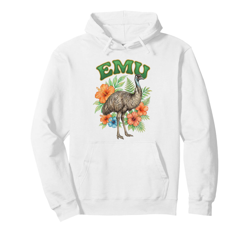 Emu Groovy Floral Emu Watercolor Hoodie - Casual Everyday Wear for Adults - T-Shirt, Sweatshirt, Hoodie