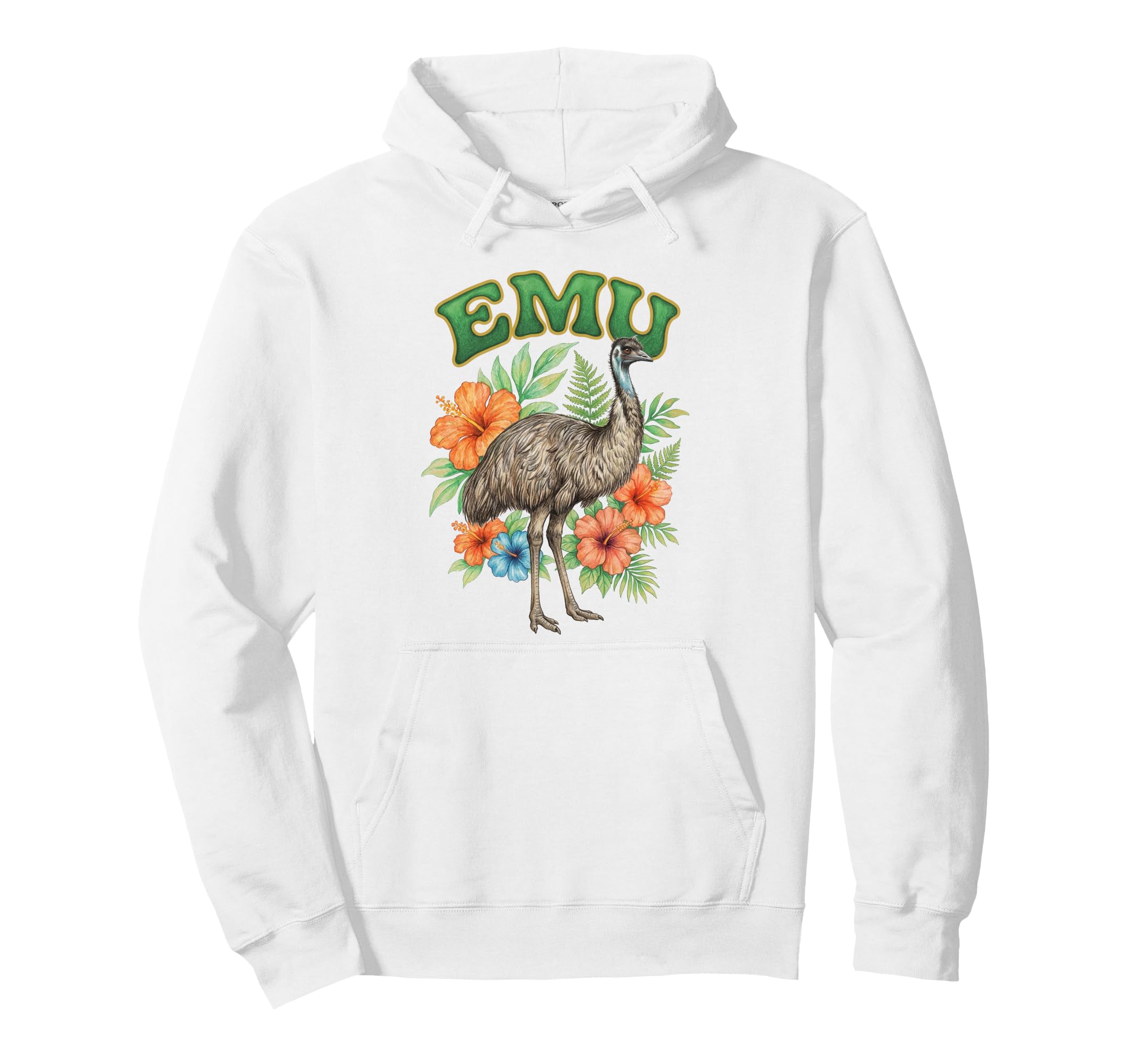Emu Groovy Floral Emu Watercolor Hoodie - Casual Everyday Wear for Adults - T-Shirt, Sweatshirt, Hoodie
