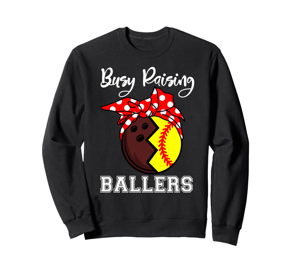 Busy Raising Ballers Funny Bowling Sweatshirt - Minimalist Print Unisex - T-Shirt, Sweatshirt, Hoodie
