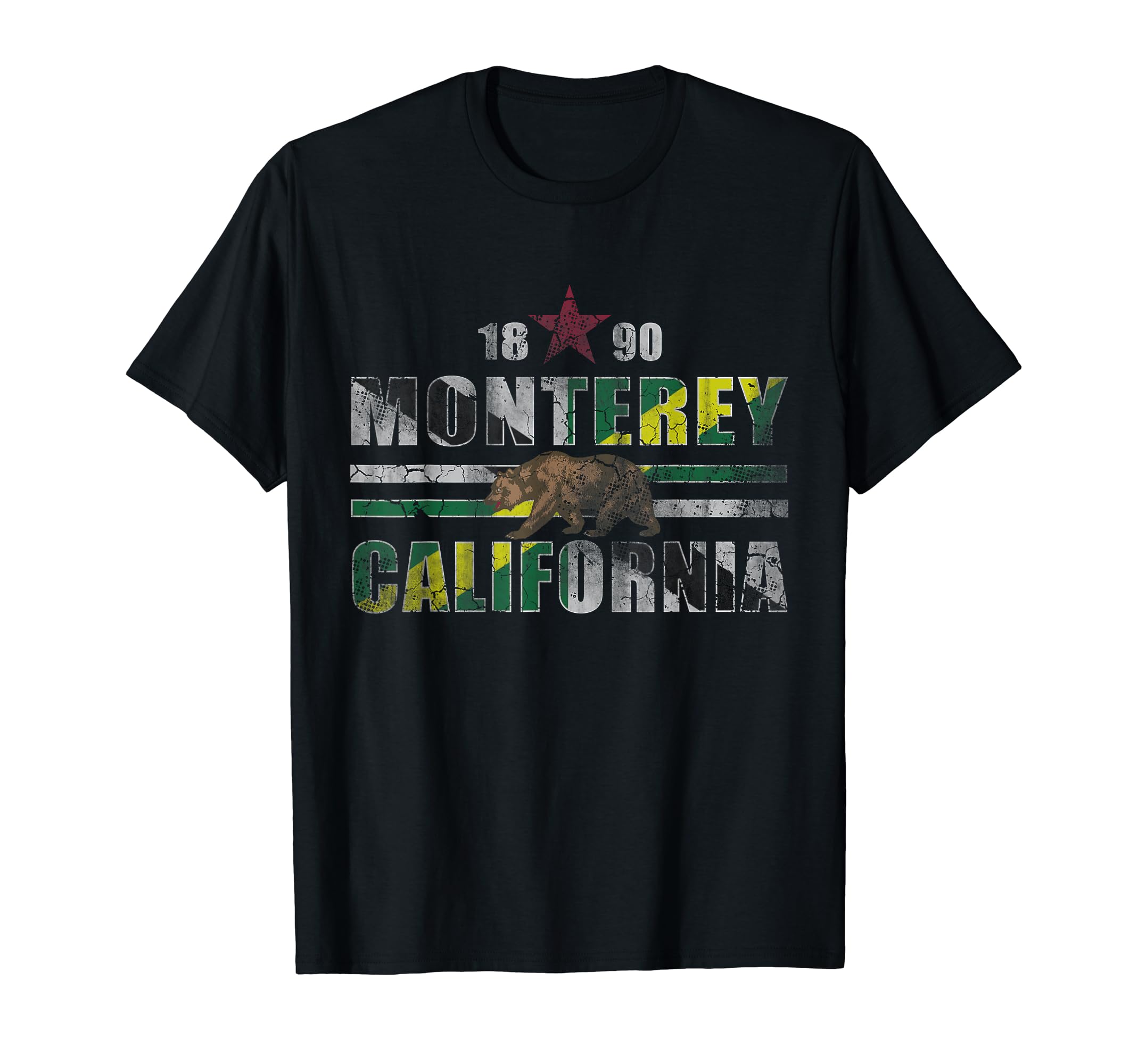 Monterey California Flag Distressed T-Shirt - Streetwear Style for Adults - T-Shirt, Sweatshirt, Hoodie