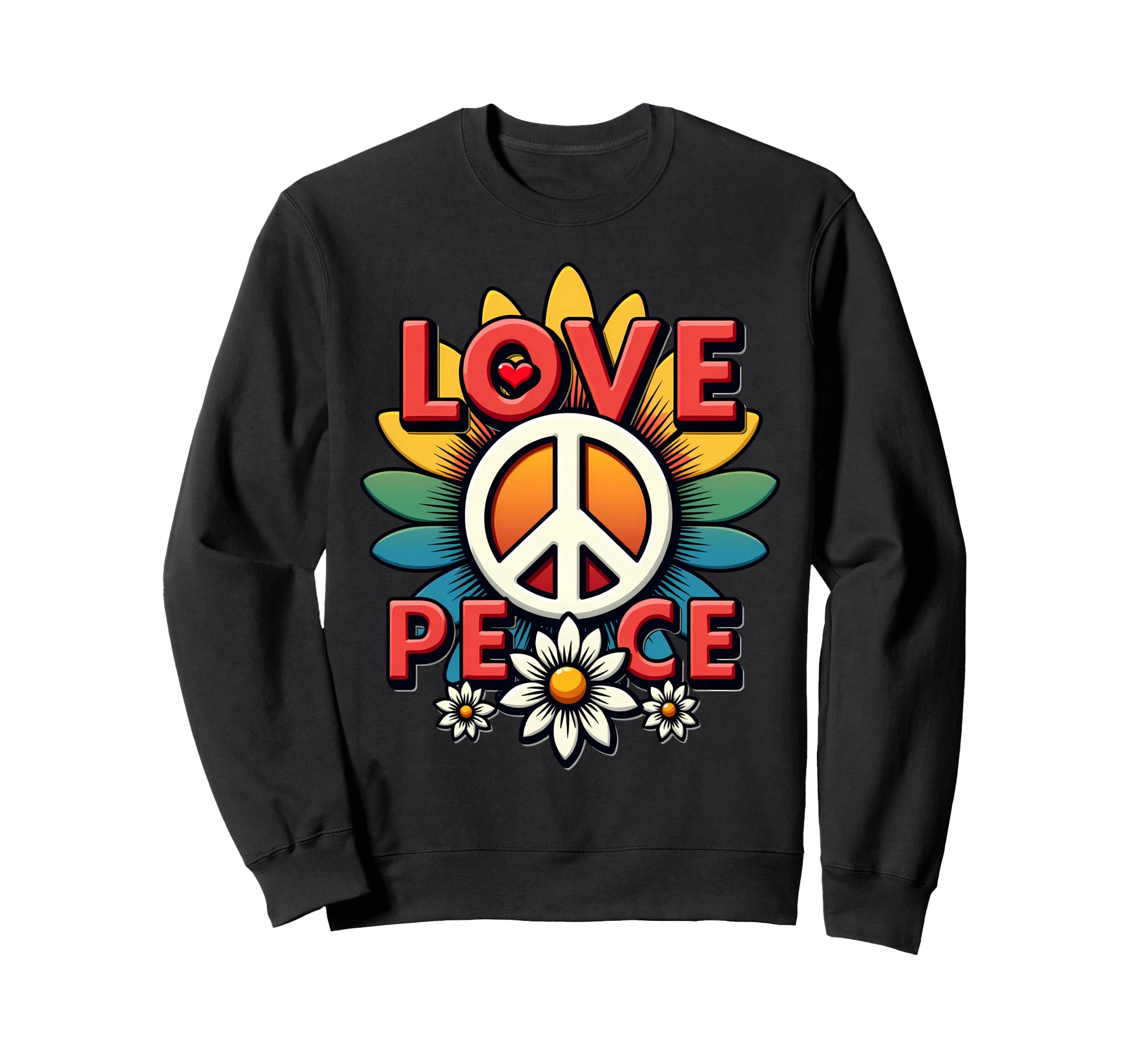 60S 70S Flower Power Groovy Love Peace Sweatshirt - Novelty Apparel Unisex - T-Shirt, Sweatshirt, Hoodie