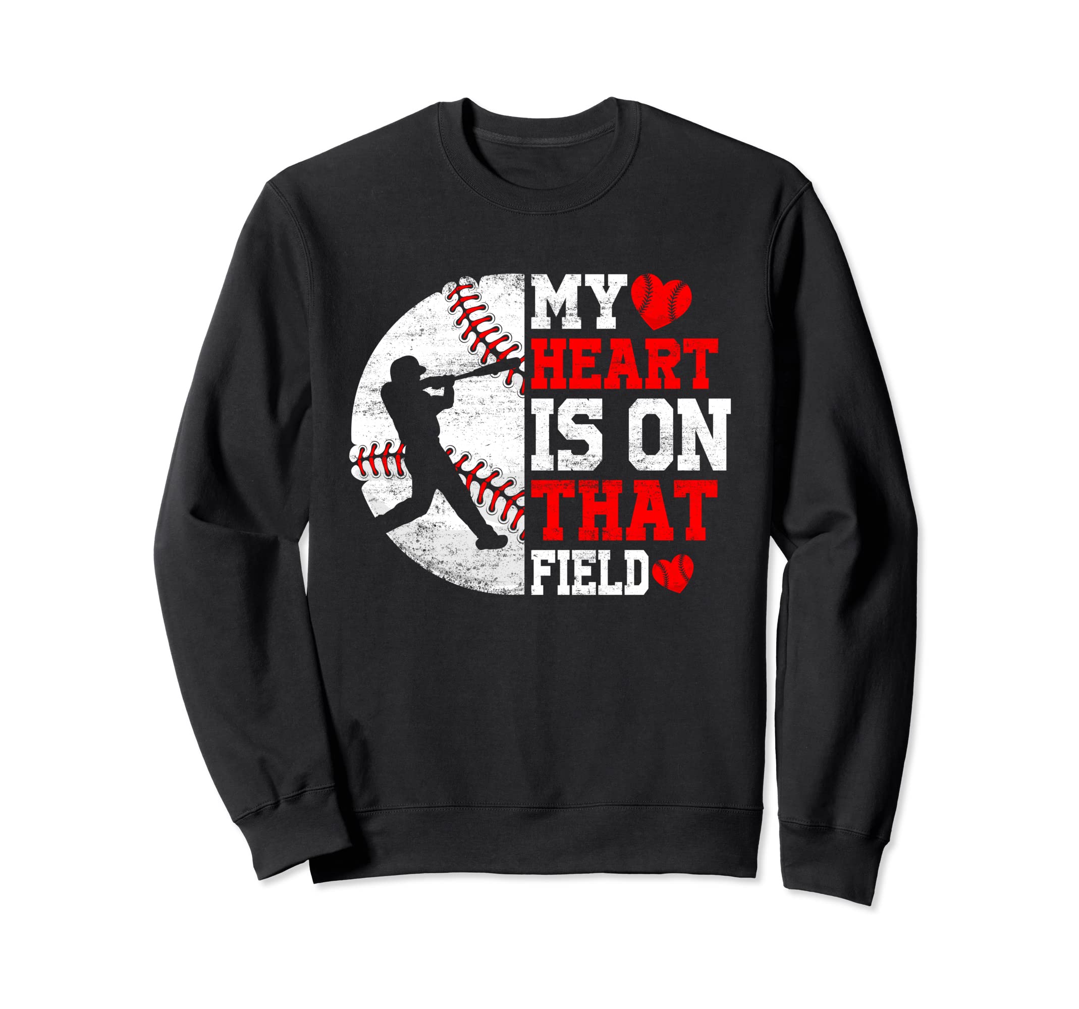 My Heart Funny Baseball Mama Mom Sweatshirt - Minimalist Print Men Women - T-Shirt, Sweatshirt, Hoodie