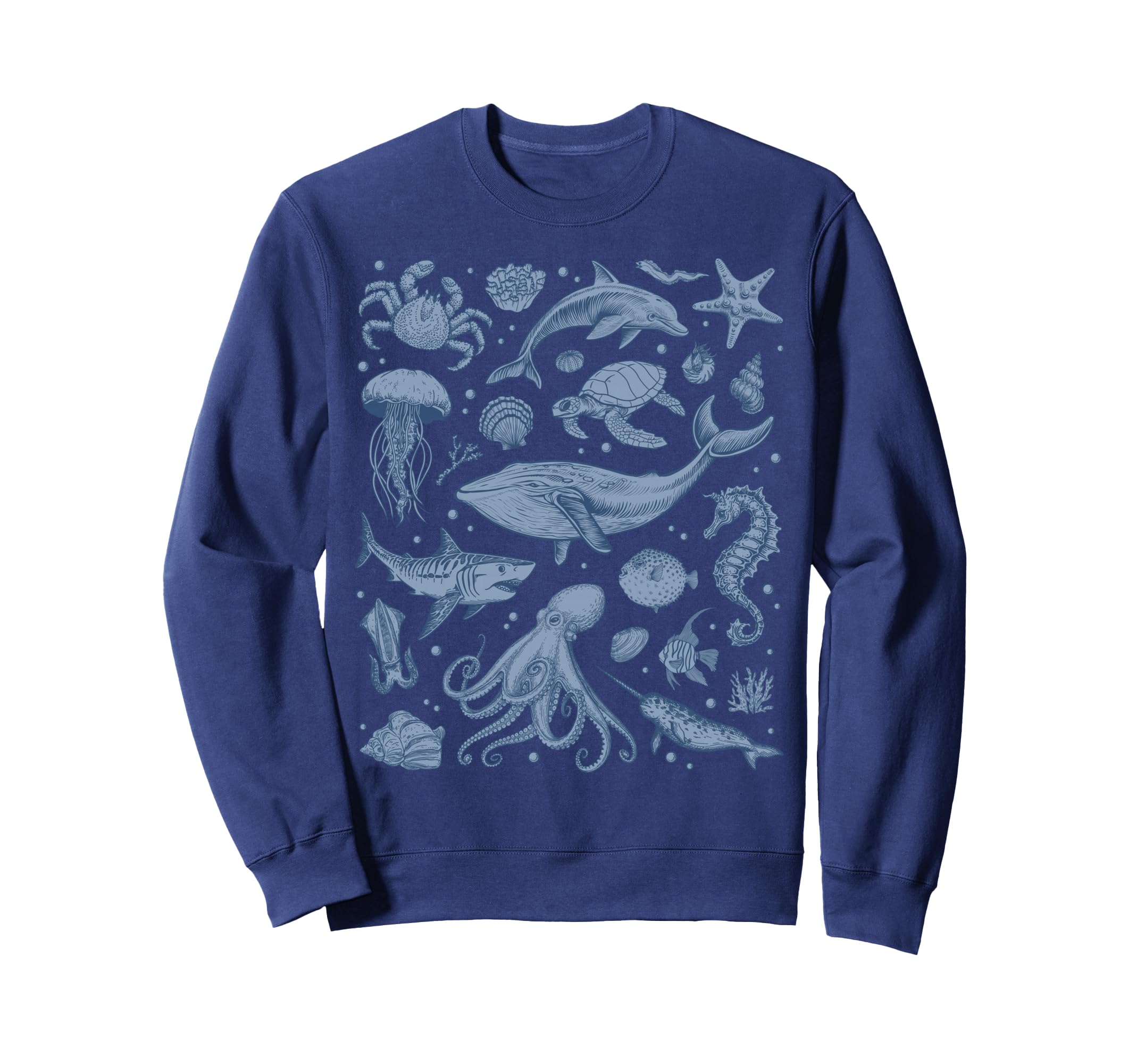Ocean Life Sea Whale Dolphin Sweatshirt - Casual Everyday Wear Men Women - T-Shirt, Sweatshirt, Hoodie