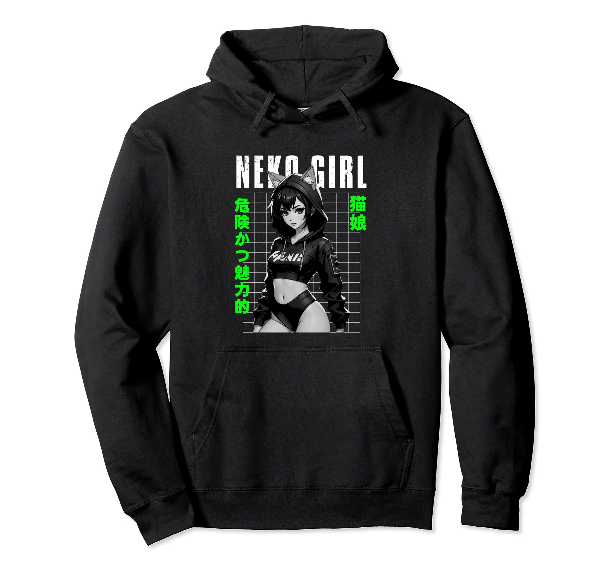 Japanese Anime Neko Urban Cyber Vaporwave Hoodie - Unique Graphic Unisex - T-Shirt, Sweatshirt, Hoodie