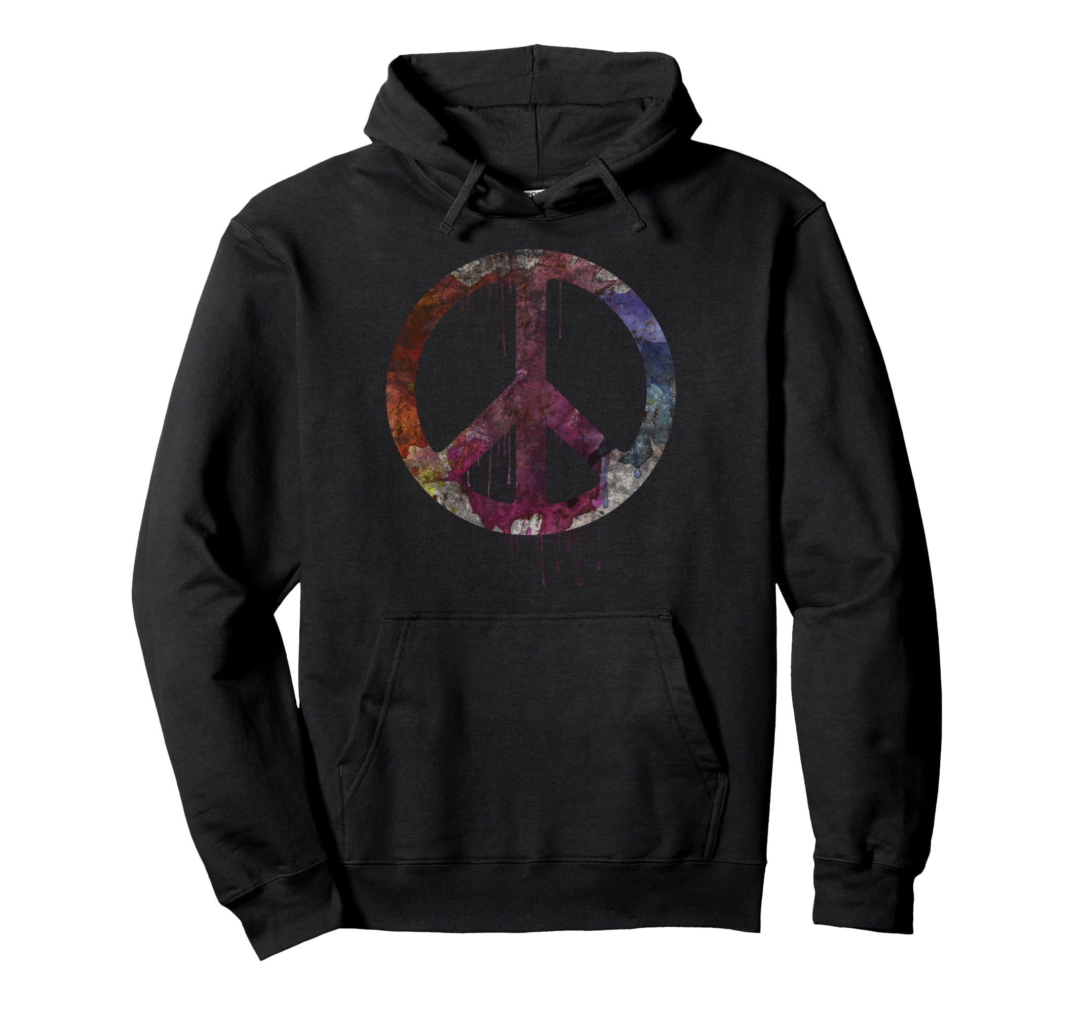 Rustic Watercolor Peace Sign Hoodie - Casual Everyday Wear Men Women - T-Shirt, Sweatshirt, Hoodie