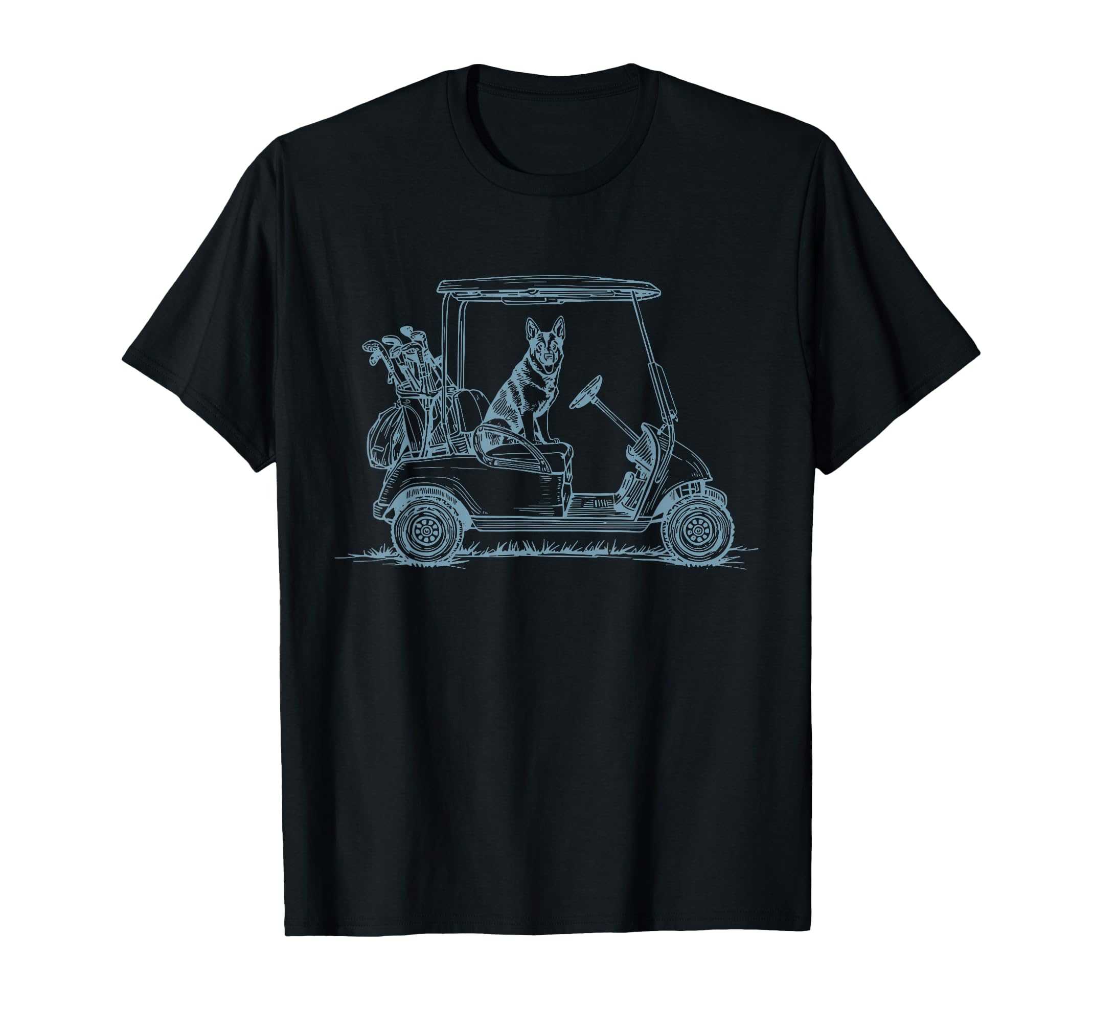 German Shepherd Dad Golf Car Golfing T-Shirt - Minimalist Print Men Women - T-Shirt, Sweatshirt, Hoodie