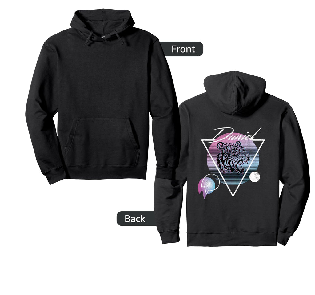 Daniel Name Vaporwave Aesthetic Art Tiger Hoodie - Unique Graphic Men Women - T-Shirt, Sweatshirt, Hoodie