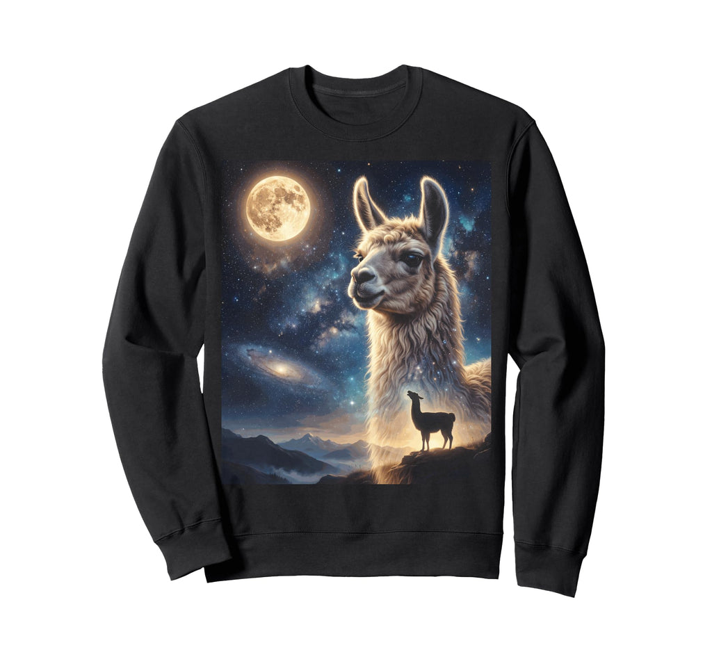 Howling Llama Full Moon Starry Night 90S Sweatshirt - Trendy Graphic Unisex - T-Shirt, Sweatshirt, Hoodie