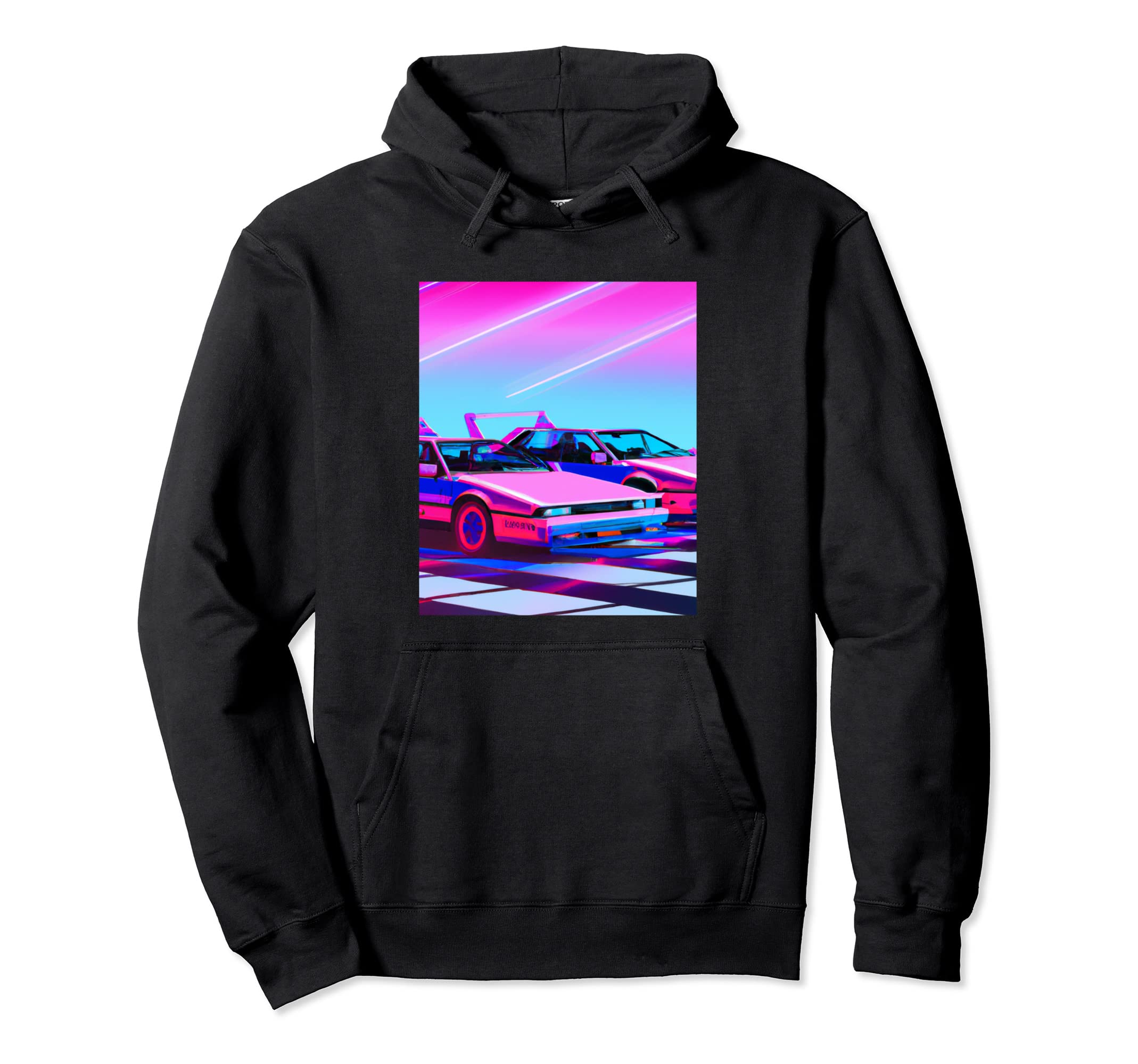 Vaporwave Car Synthwave City Vaporwave Hoodie - Trendy Graphic Men Women - T-Shirt, Sweatshirt, Hoodie