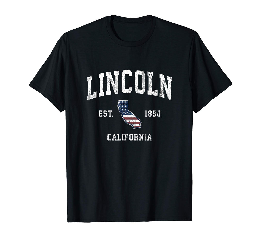 Lincoln California Ca American Flag Sports T-Shirt - Trendy Graphic Unisex - T-Shirt, Sweatshirt, Hoodie