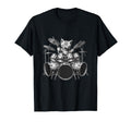 Cat Drummer Playing Drum Kit T-Shirt - Custom Art Print Unisex - T-Shirt, Sweatshirt, Hoodie